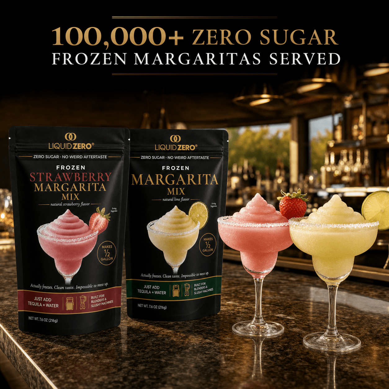 Zero Sugar Frozen Strawberry Margarita Mix — Makes ½ Gallon - LIQUID ZERO® -