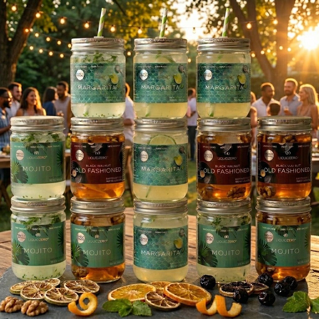 The Cocktail Trio Bonus Pack (3 Pool - safe Jars, Makes 6) - Classic Margarita, Old - Fashioned & Mojito - LIQUID ZERO® - The Cocktail Trio