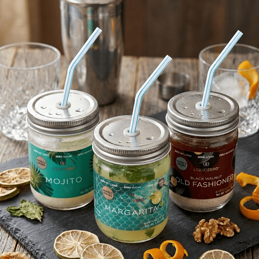 The Cocktail Trio Bonus Pack (3 Pool - safe Jars, Makes 6) - Classic Margarita, Old - Fashioned & Mojito - LIQUID ZERO® - The Cocktail Trio