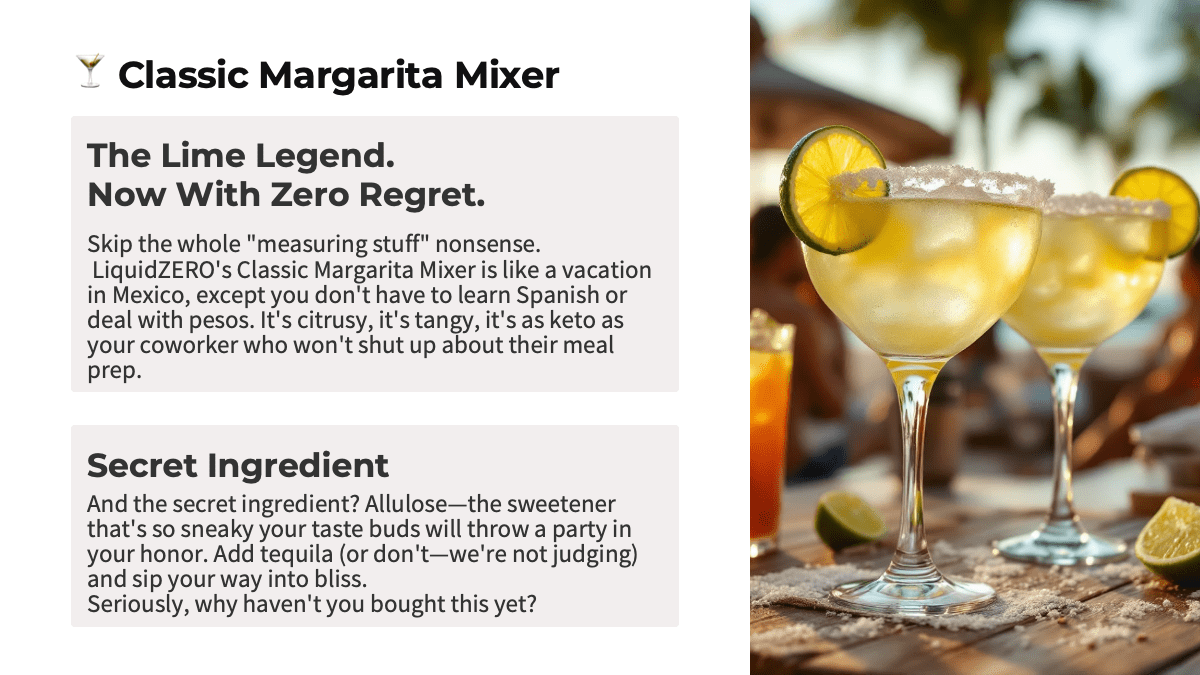 LiquidZERO Margaritas. A MARGARITA THAT DOESN’T SUCK. FINALLY. - LIQUID ZERO® - The Tranquility of a Mexican Sunset With Every Sip