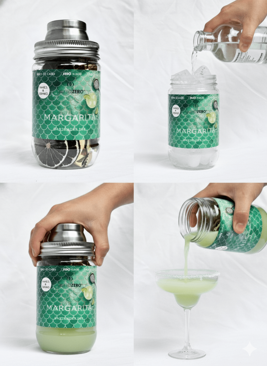 The Ultimate Margarita - Each Jar (Makes 8 Cocktails). Less than $2.50 per drink - LIQUID ZERO® - The Tranquility of a Mexican Sunset With Every Sip